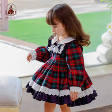 Yoliyolei Lolita Kids Dress Children's Plaid Dress Doll Collar Lace Long-Sleeved Autumn and Winter Girls Casual Clothing 2024 - buy cheap