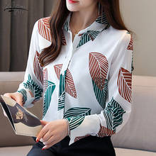 Женская шифоновая рубашка с длинным рукавом и принтом, свободная офисная блузка в Корейском стиле, Женские топы и блузки, 10617, 2020 2024 - купить недорого