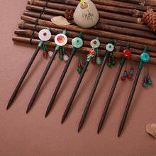 Horquillas de madera para el pelo de estilo chino para mujer, horquillas de flores Vintage, tocado de hojas, tocado de cristal, accesorios de joyería 2024 - compra barato