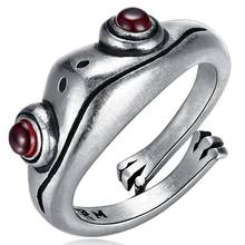 925 Sterling Silver Ring Frog Retro Personality Creative Animal Unisex Red Garnet Frog Open Adjustable Rings Fine Jewelry 2024 - buy cheap
