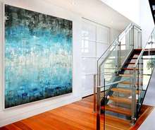 Large Abstract Painting White Blue Black Artwork Contemporary Oil Painting Wall Decor Abstract Hand Painted Design Art 2024 - buy cheap