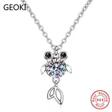 Geoki colar com pingente de diamante 925 prata esterlina 0.5, corte perfeito d cor, moissanite, peixe fofo, joia de festa 2024 - compre barato