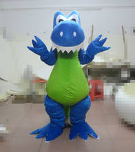 Engraçado azul dinossauro dragão dos desenhos animados mascote traje adulto tamanho roupa de natal fantasia vestido para o dia das bruxas carvinal festa evento 2024 - compre barato