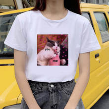 Camiseta con estampado de gato para mujer, Top de moda, camiseta informal con gráfico de verano para chica, camiseta para mujer 2024 - compra barato