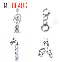 Meibeads 7 estilos de conectores para mulheres, pingentes na cor prata vintage, pulseira para diy, fabricação de jóias, acessórios de colar 2024 - compre barato