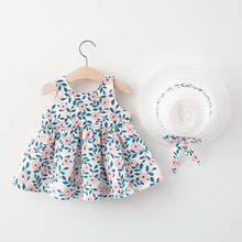 Одежда для младенцев 2021 новые летние платья для малышек, для маленьких девочек Открытое платье без рукавов для малышей, с цветочным узором; Платье принцессы с бантом, платье шапки От 1 до 4 лет 2024 - купить недорого