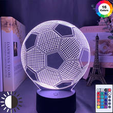 Lâmpada de mesa de futebol infantil 3d, luz noturna para decoração de quarto infantil com sensor remoto por toque 2024 - compre barato