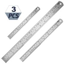 3 pçs régua de aço ferramenta de desenho acessório régua de metal de aço inoxidável métrica regra ferramenta de medição de precisão 15/20/30cm 2024 - compre barato