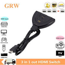 GRWIBEOU 4K HDMI Switcher 4K*2K 3D Mini 3 Port HDMI Switch 4K Switcher HDMI Splitter 3 in 1 out Port Hub for DVD HDTV Monitor PC 2024 - buy cheap