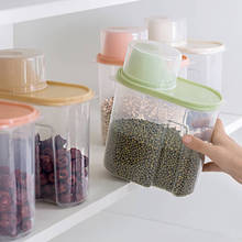 1pc caixa de armazenamento de alimentos recipientes plástico cereais arroz lanche dispenser cozinha frascos selados grãos secos tanque 1.9/2.5l 2024 - compre barato