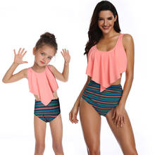 Women Baby Girls Swimsuits Mommy and Me Bathing Suits Family Outfits Matching Swimwear Print Two Pieces High Waist Bikini Sets 2024 - buy cheap