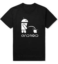 Camisetas de moda para hombre, camisa divertida con estampado de logo de humor, de manga corta y cuello redondo, de Robot Android 2024 - compra barato