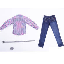 In Stock 1/6  Male Clothes Men's Red Plaid Shirt Jeans Belt Suit Tops & pants for 6 inch Action Figure Body 2024 - buy cheap