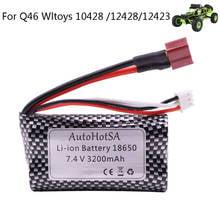 Bateria de 7.4v, 3200mah, 2s lipo, plug 18650 t para q46 wltoys 10428 /12428/12423 rc, carro de brinquedo, acessórios de brinquedo de alta capacidade 7.4v 2024 - compre barato