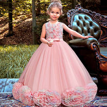 Vestido de princesa de pétalos de gama alta para niña, vestido largo Formal de primera comunión, elegante, para fiesta de cumpleaños 2024 - compra barato