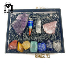 Pedras de cura naturais para casa, conjunto com 7 chakras, quartzo rosa, ametista, espécime mineral, decoração da casa 2024 - compre barato
