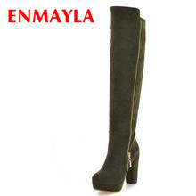 ENMAYLA Chains Knee-High Boots for Women High Heel Boots Women Snow Fashion Winter The New Warm Long Boot Shoes Woman boots 2024 - buy cheap