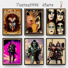 New Heavy metal Kiss Rock band Kraft paper Posters music team star classic decorative painting poster wall sticker 2024 - buy cheap