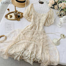Luzuzi-vestido feminino sexy de verão, elegante, vintage, de renda, cintura alta, longo, praia, vestido de festa 2021 2024 - compre barato