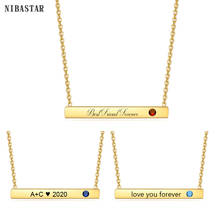 NIBASTAR Custom ID Year Name With Crystal Pendant Necklace For Women Stainless Steel Personalized Necklace Gold Color Jewelry 2024 - buy cheap