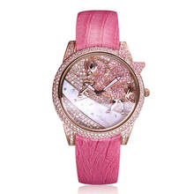 Reloj de lujo de unicornio Melissa para mujer, con diamantes de imitación de cristal, hora de moda, reloj de pulsera de cuero Real, caja de regalo de cumpleaños para niña 2024 - compra barato