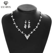 CC-Conjunto de pendientes y collar de lujo, joyería de perlas, conjuntos de joyas de boda para fiesta nupcial, accesorios de playa, regalo de cristal D065 2024 - compra barato