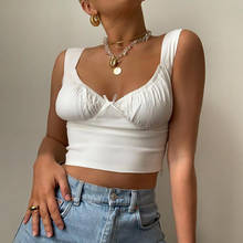 Milkmaid Crop Tops Y2K Women Summer White Ruched Bow Slim Camis Ladies Wide Strap Thank Top Skinny Femme Cute Camisole Clothes 2024 - buy cheap