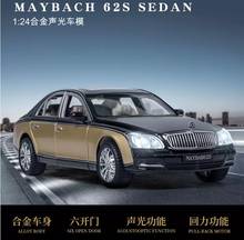 Modelo de coche de retorno acústico óptico Maybach BENZ 62S, 1:24, 6 puertas abiertas, juguete para niños, regalo para niños 2024 - compra barato