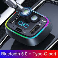 JINSERTA Car Mp3 Player Bluetooth 5.0 FM Transmitter Handsfree Kit Type-C Fast Charger Colorful Atmosphere Lights USB music play 2024 - buy cheap