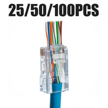 Conector de Cable de red 8P8C, conectores de extremo de crimpado, adaptador de enchufe de Cable de red, 25/50/100 Uds. 2024 - compra barato