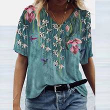 Women's Blouses Fashion Scenery Flowers Printing Shirts Summer Round Neck Short Sleeve Tops blouses et chemises блузка женская 2024 - buy cheap