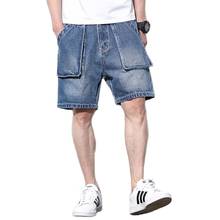 New Fashion Denim Shorts Pants Men Casual Cargo Short Jeans Straight Loose Baggy Streetwear Male Clothing 2024 - buy cheap