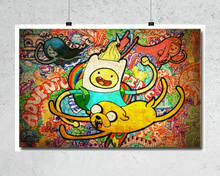 H270 aventura tempo finn & jake arte dos desenhos animados poster de seda adesivo de parede poster de seda arte decoração para casa presente de natal 2024 - compre barato