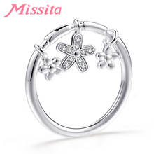 MISSITA-anillos con colgante de Margarita blanca para mujer, joyería de Color plateado, anillo de cristal de marca, regalo de aniversario 2024 - compra barato