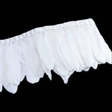 2 metros/lote de plumas de ganso reales naturales, adornos de flecos para costura en el hogar, ropa, pluma blanca, fiesta, boda, bricolaje decorativo, 15-20cm 2024 - compra barato