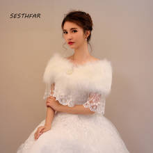 Women Bride Cape Autumn Winter Jacket Fur Shawl Wedding Wrap Formal Dress Married Outerwear PJ034 2024 - buy cheap