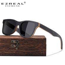 Ezreal top óculos de sol de madeira preto, feito à mão, skate natural, óculos de sol de madeira feminino e masculino, óculos de sol polarizados s5832 2024 - compre barato