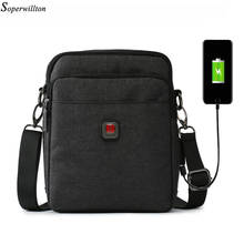 Soperwillton Men Shoulder Bag USB charging Port Crossbody Bags Men Belt Bag Water-resistent Oxford Travel Men's Bag #1042 2024 - buy cheap