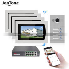 Jeatone 7 tututuya wifi ip tela de toque vídeo porteiro telefone video da porta para 4 apartamentos separados, telefone de apoio controle remoto 2024 - compre barato