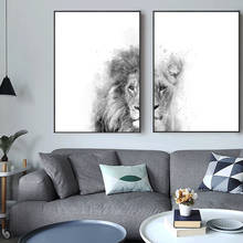 Lion and Lioness Animal Canvas Painting Black White Abstract Posters Prints Wall Art Picture for Living Room Wall Decor Cuadros 2024 - buy cheap