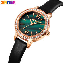Skmei relógio de quartzo para mulheres, relógio da moda de luxo feminino com pulseira de couro, relógio de pulso à prova d'água 2024 - compre barato