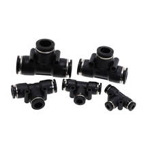 Black PE4 PE6 PE8 PE10 PE12 PE14 PE16 Pneumatic 4mm To 4mm T Type One Touch Push In Quick Fittings 2024 - buy cheap