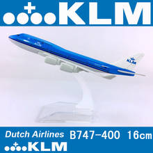 Avión de aleación de 16CM, modelo de B747-400 de KLM de las aerolíneas holandesas con base, Avión de aleación, exhibición coleccionable, modelo de juguete de colección, 1:400 2024 - compra barato