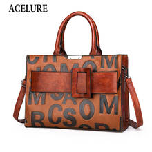 ACELURE Letter PU Leather Handbags Big Women Bag High Quality Casual Tote Female Trunk Tote Ladies Shoulder Crossbody Bag Bolsos 2024 - buy cheap