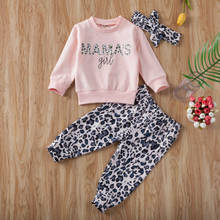 Conjuntos de leopardo para niña de 0 a 24 meses, sudadera rosa, Tops, pantalones, Leggings, diadema, conjunto de primavera y otoño 2024 - compra barato