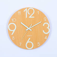 Número luminoso relógio de parede na parede 3d arte de madeira decoração da casa luminosa pendurado relógio silencioso escuro incandescente relógios de parede modernos 2024 - compre barato