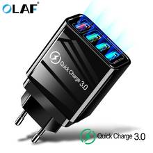 Зарядное устройство Olaf 4 USB, быстрая зарядка 3,0, настенный адаптер для iphone 7 8 Samsung S9, портативный мобильный телефон, зарядное устройство ЕС, США, Великобритания 2024 - купить недорого