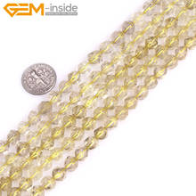 Gem-inside Faceted Natural Faceted Beads Of Cambay Lemon Quartz Crystal Beads For DIY Jewelry Making 15inches 2024 - buy cheap