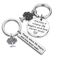 Family Stainless Steel Keychain Family Where Life Begins and Love Never Ends Key Chain for Family Members Jewelry Gift 2024 - buy cheap