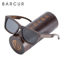 BARCUR Brown Wooden Sunglasses Polarized Sun glasses for Men Women Vintage oculos de sol lunette de soleil femme 2024 - buy cheap